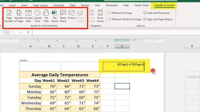Insert Header and Footer in Excel - Tutorial