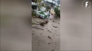 Mudflow in Quito, Ecuador. Streams of mud, like a landslide, swept away everything in its path.