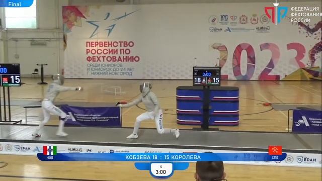 Первенство России по фехтованию среди юниоров и юниорок до 24 лет, сабля ю/д, ФИНАЛ смотреть онлайн