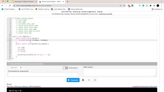 Object Oriented Programming in Java Workshop