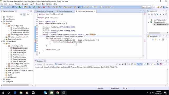 Java Client And Service To delete REST resource with DELETE method