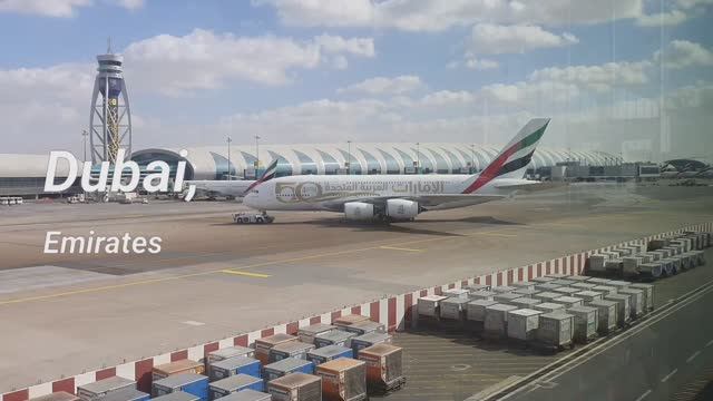 Самолет А-380. Аэропорт Дубай, терминал 1. Airplane А-380.  Dubai Airport Terminal 1.
