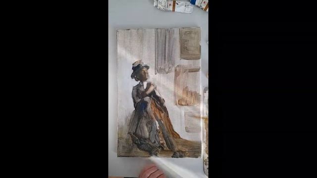 Старое фото. Девушка написанная маслом. смотреть онлайн