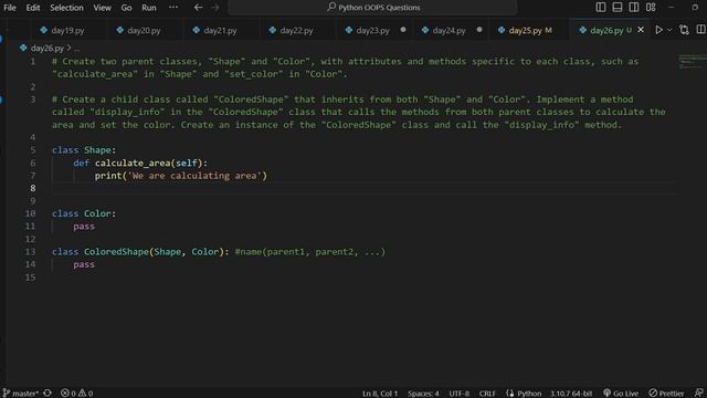 Master OOP Question-Solving with Python: DAY26 | Multiple Inheritance | OOPS QUESTIONS #day26