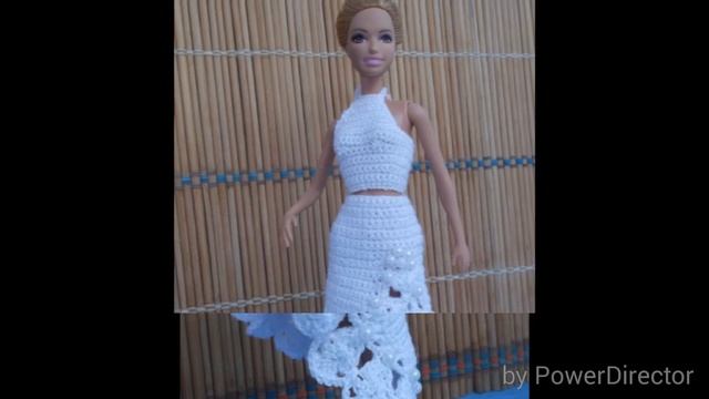 Платье. Свяжем свадебное платье кукле. Knit wedding dress the doll.