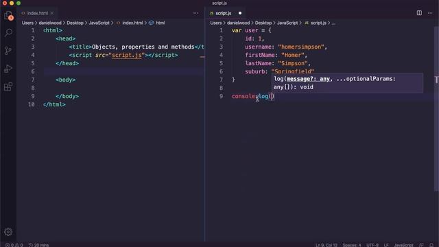 JavaScript 2021 Tutorial 24 - Objects, properties and methods