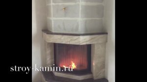 Авторский угловой камин из мрамора