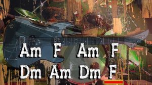 Pop Rock Guitar Jam in Am with Chords | 100bpm Am F Am F Dm Am Dm F