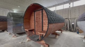 Баня бочка 4 метра с крыльцом | Мега Бани