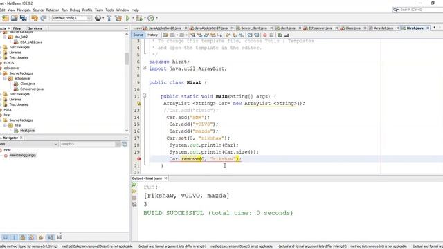 Array List : Get( ) , set( ), remove( )