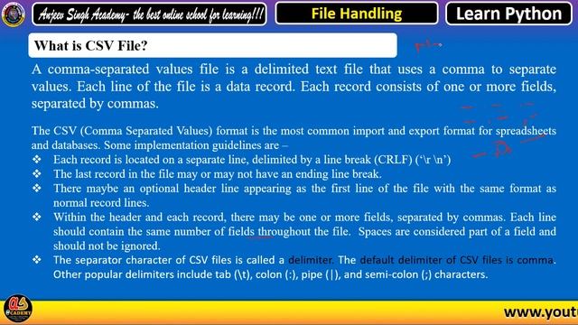 CSV File Handling in Python | CSV File Intro