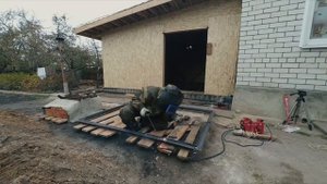 Ворота в хозблок из OSB листа на металлическом профиле