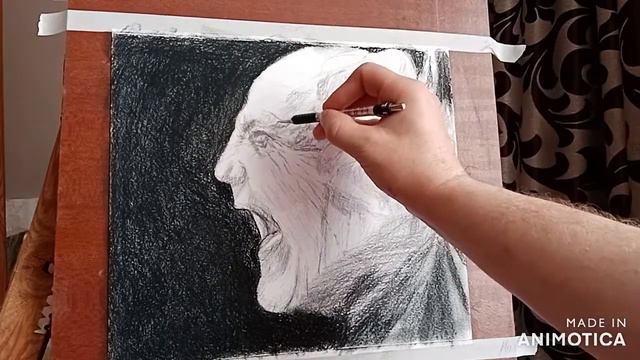 крик. рисунок углем и карандашом смотреть онлайн