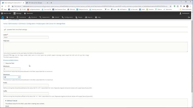 Canvas Art (Картины) cтруктура товара и атрибутов в Commerce 2 на Друпал 9