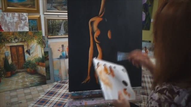 Как нарисовать  девушку маслом. Erotic Art, обнаженная натура по фото +18