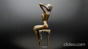 Бронзовая статуэтка "Обнажённая девушка на стуле"