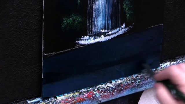 Easy waterfall Acrylic painting Technique with a Fan Brush | TheArtSherpa смотреть онлайн