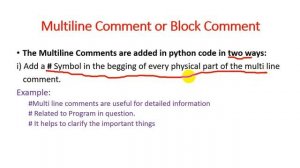 Types of Comments in python || Exploring Comment Types for Code Clarity || Lecture 14