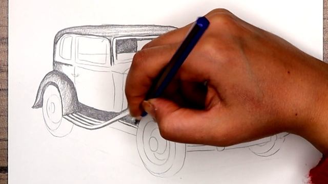 How to Draw a Classic Car Step by Step | Vintage Car Sketch | Pencil Drawing смотреть онлайн