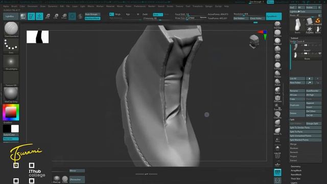 Детализация ботинка в Zbrush