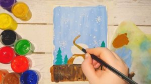 Как нарисовать новогоднего оленя гуашью. Урок рисования красками. Рисуем вместе