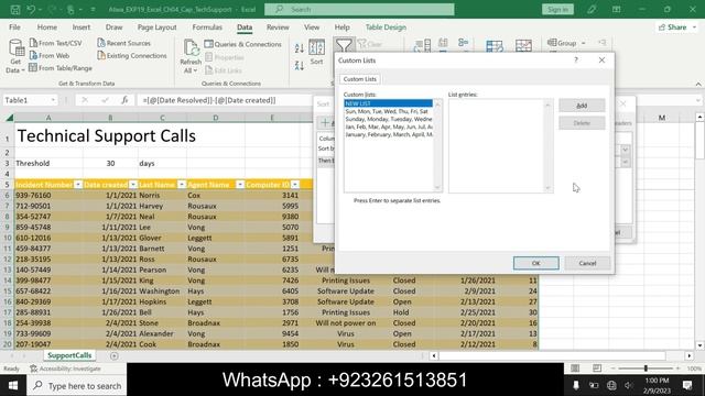 Exp19_Excel_Ch04_Cap_Tech_Support | Excel Chapter 4 Capstone - Tech Support | Complete_Solution_Ch0