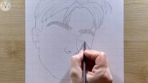 Марк из А4 рисуем портрет простым карандашом поэтапно