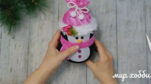 Чудесный Пингвин с сюрпризом 🐧 Идея новогоднего подарка из консервной банки❄️🎄 игрушка