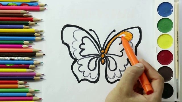 Раскраска для детей МИЛАЯ БАБОЧКА|Мультик раскраска|УЧЕНИЕ ЦВЕТА|Как нарисовать и раскрасить БАБОЧК смотреть онлайн