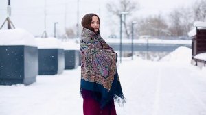 Платок шерстяной с шелковой бахромой "Колдовская ночь", вид 14