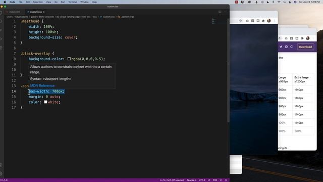 How to Build a Full Screen About Landing Page // HTML, CSS & Bootstrap Tutorial