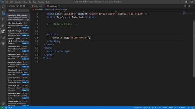 Where To Link JavaScript File & Script Tag, Hello World | Web Development Nepali Course -Tutorial 5