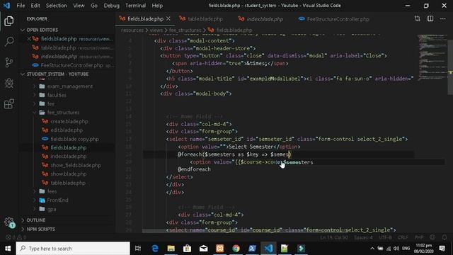 Lravel 6 Student Information System Part 53 (FEE PORTAL) with modules Step by Step
