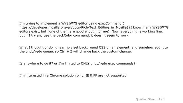 Why execCommand Fails Troubleshooting JavaScripts HTML Editing Issues - HTML : Can I use the execCommand undo to undo actions not performed