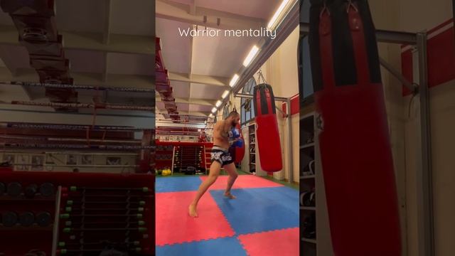 Kickboxing drills on heavy bag