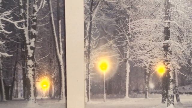 Светящееся панно ОКОШКО С ВИДОМ НА ПАРК, дерево, 6 белых LED-огней, 2.5x37x50 см, батарейки 483100- смотреть онлайн