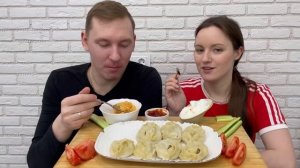 МУКБАНГ МАНТЫ ДОМАШНИЕ ВКУСНЫЕ манты с говядиной ответы на вопросы MUKBANG MANTY помидор черри