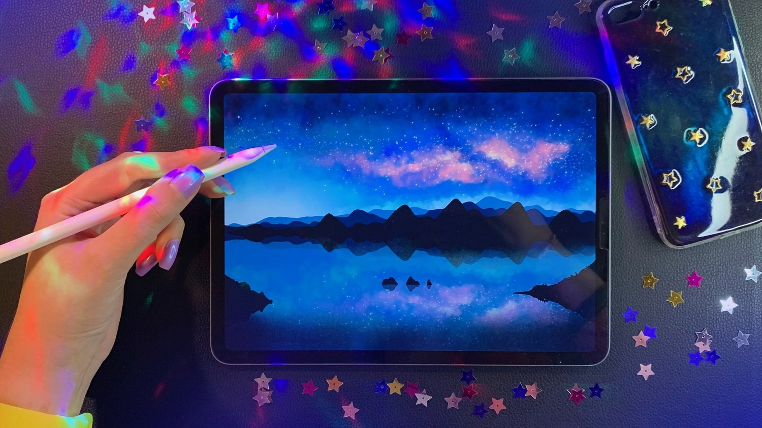 Как нарисовать пейзаж ✦ Как нарисовать ночь ✦ Как нарисовать звезды