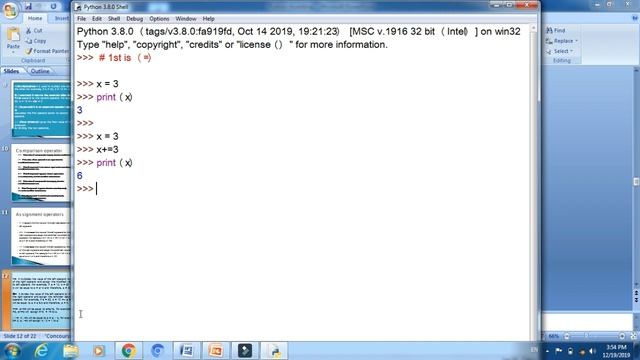 Python 3.8 == Work Shop Part #8 == What is Assignment Operator and How to use Assignment Operators.