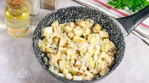 Баклажаны с грибным кубиком и яйцом