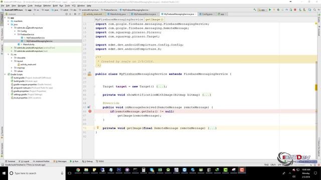 Android Development Tutorial - Firebase Push Notification with Image  edmt dev