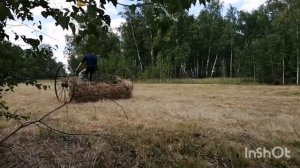 Заготовка сена мотоблоком.