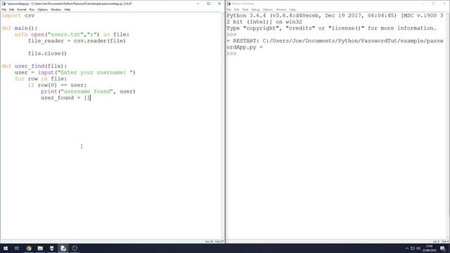 Python Programming - Username + Password Checker