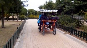 Riding a 4 Person Quadricycle  Мы едем начетырехколесном велосипеде )))