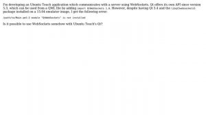 Ubuntu: QtWebSockets not available on Ubuntu Touch