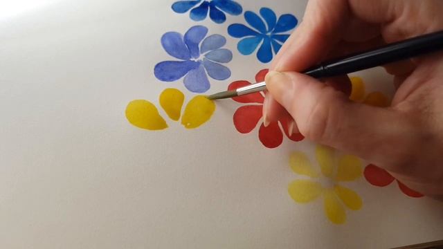 Рисую простые цветы акварельными красками. Как рисовать просто. Watercolor flowers easy смотреть онлайн