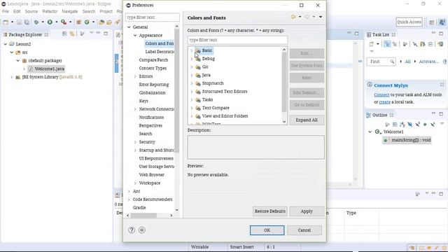 how to change font size in java eclipse