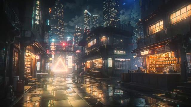 Night Street_ Rainy Cyberpunk Ambient [FOCUS-RELAX] Calm Blade Runner Music Vibes