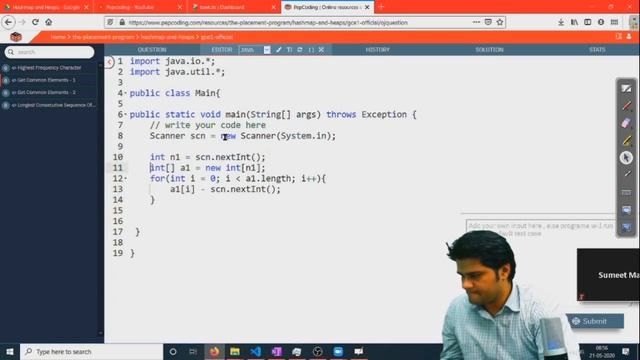 Get Common Element 1 - Solution | Hashmap and Heap | Data Structure and Algorithms in JAVA