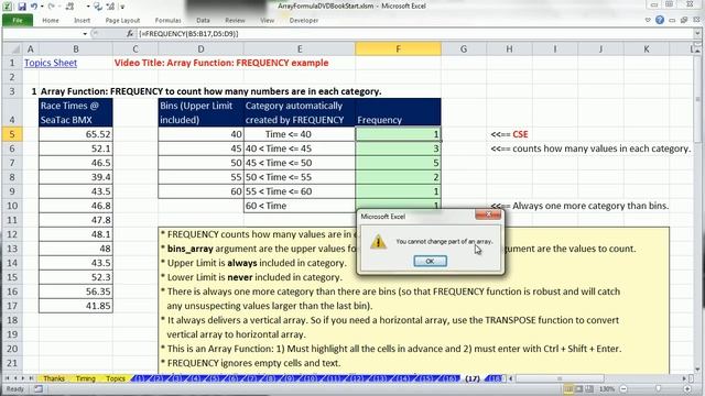 Ctrl + Shift + Enter: Excel Array Formulas 17: FREQUENCY Array Function Basics смотреть онлайн